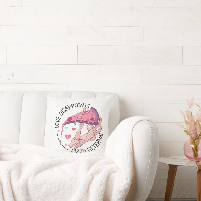 Coussin Pizza, l'amour déçoit, Pizza est éternelle (Canapé)