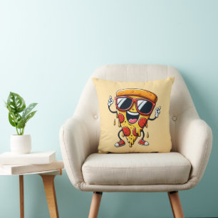Coussin Pizza Slice de dessin animé avec Vibes de fromage