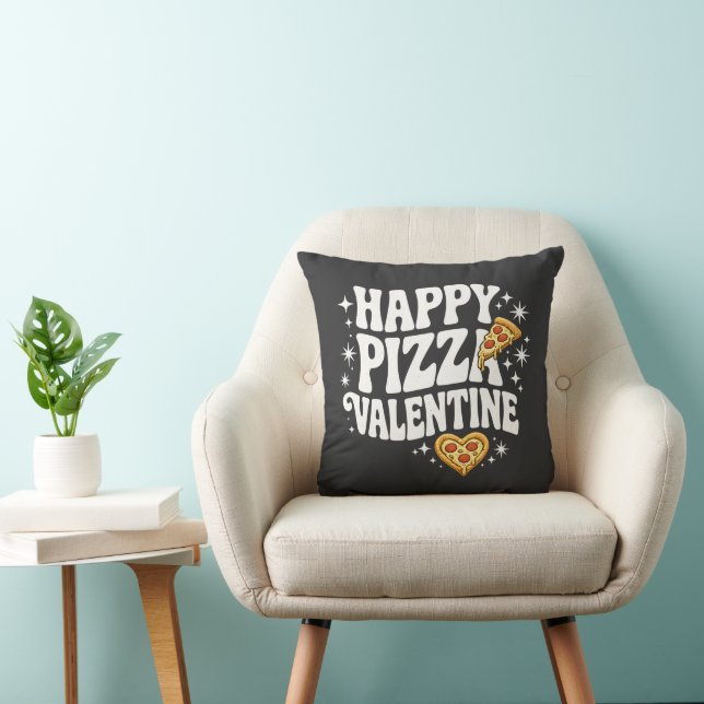 Coussin Pizza Valentine Joyeuse Design Drôle de Pizza d'Am (Chaise)