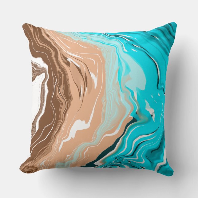 Coussin Plage Abstraite Fluid Art (Recto)