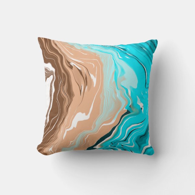 Coussin Plage Abstraite Fluid Art (Recto)