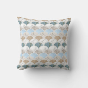 Coussin plage aqua bleu marbre blanc pastel pèse-sirène