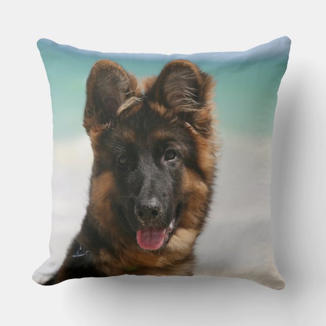 Coussin Plage aux cheveux longs de berger allemand (Recto)