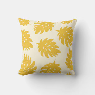 Coussin Plage aux feuilles de palmier I Jaune