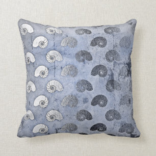 Coussin Plage bleue sale d'océan de coquillages de gris