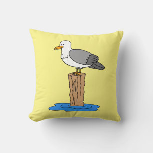 Coussin Plage Cartoon Seagull Summer Joli Jaune