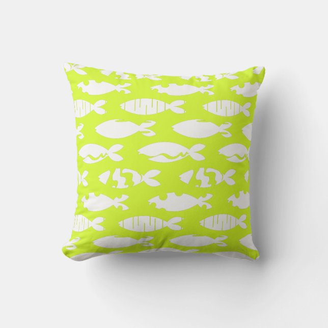 Coussin Plage Chic Coastal Moderne Maison Poisson Motif (Recto)