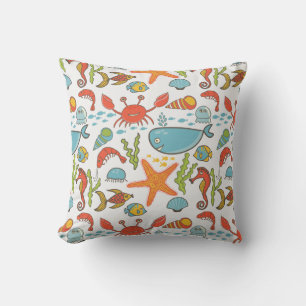 Coussin Plage côtière colorée Motif de bord de mer