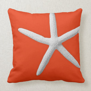 Coussin Plage côtière de Coral Orange Tropical White Starf