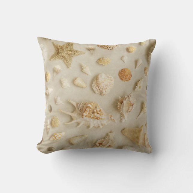 Coussin Plage côtière d'Starfish and Seashells Photo Beige (Recto)