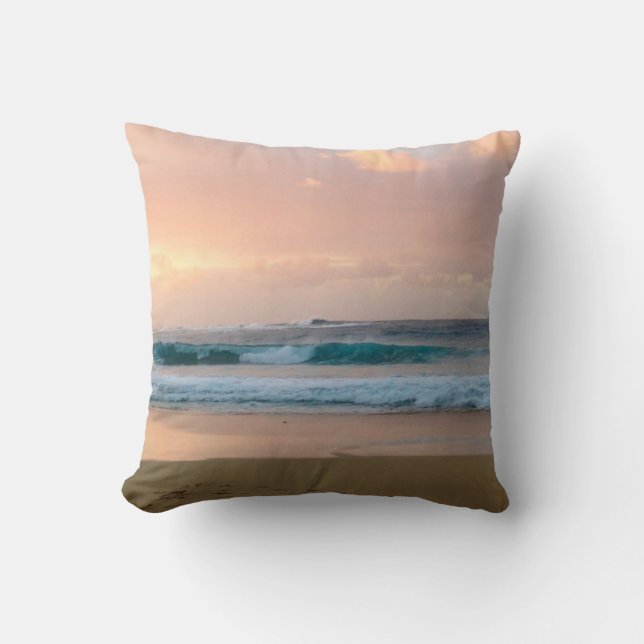 Coussin Plage de coucher de soleil et océan  (Recto)