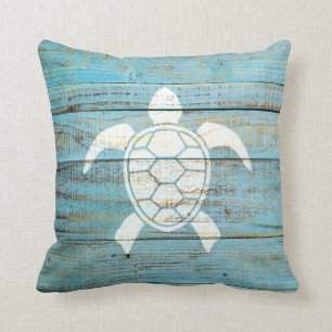 Coussin Plage de Sea Turtle Bois Patiné