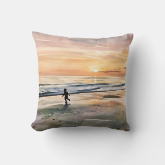Coussin Plage de Siesta Key au coucher du soleil garçon jo