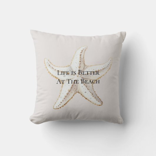 Coussin Plage de Starfish en or blanc crème (Recto)