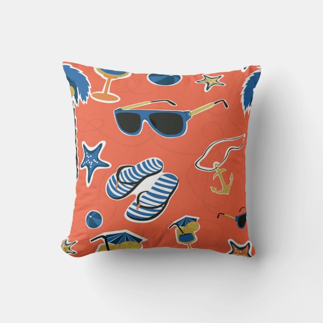 Coussin Plage d'été : Relaxant Motif sans couture. (Recto)