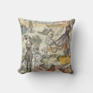 Coussin Plage du poulpe Antique Coastal Steampunk