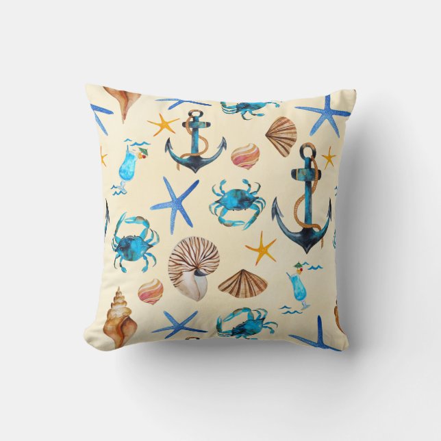 Coussin Plage Et Vie De Mer Motif À Thème (Recto)
