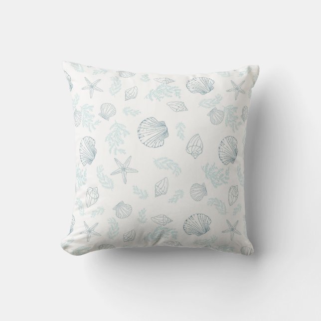 Coussin Plage House Watercolor coquillage décoratif (Recto)