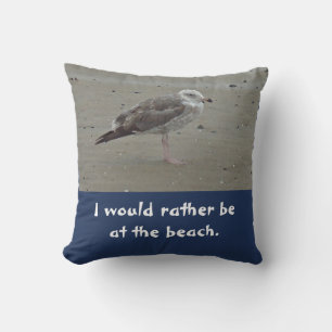 Coussin Plage Lone Seagull sur Sable Shore Bird