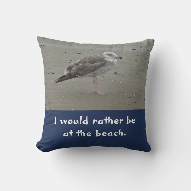 Coussin Plage Lone Seagull sur Sable Shore Bird (Recto)