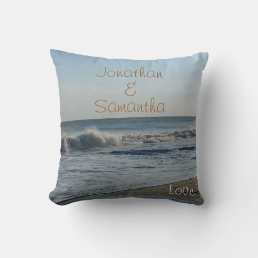 Coussin Plage mariage Sable Océan Love Jeu (Recto)