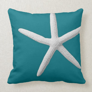 Coussin Plage moderne de l'étoile blanche Turquoise Tropic