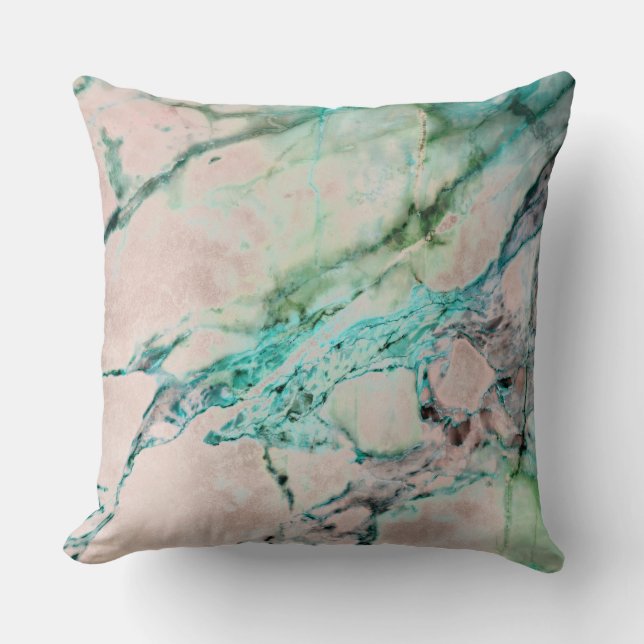 Coussin Plage Ocean Rose Rose Gris Mint Silver Gold Marble (Recto)