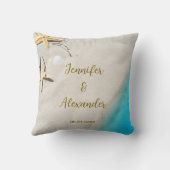 Coussin Plage océanique tropicale mariage mariée mari (Verso)