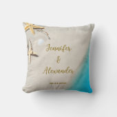 Coussin Plage océanique tropicale mariage mariée mari (Recto)