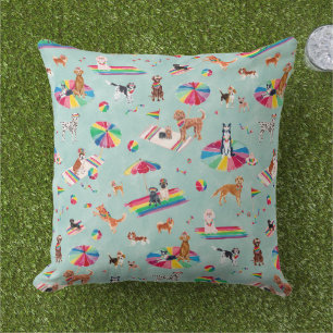 COUSSIN PLAGE POUR CHIENS FIERTE ARC-EN-CIEL