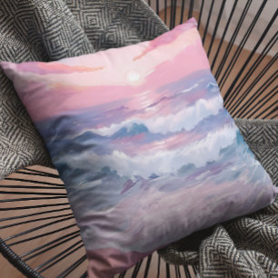 Coussin Plage Rose Rivage Océan Peint