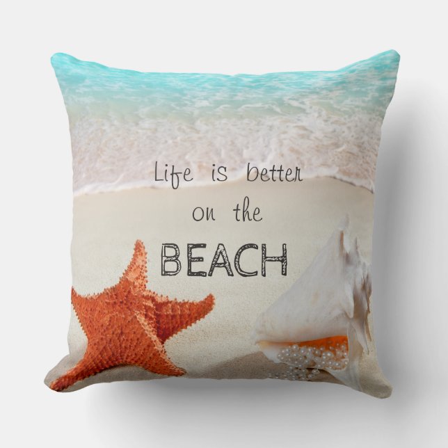 Coussin Plage tropicale adorable, Coquillages (Recto)