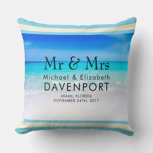 Coussin Plage tropicale avec Mariage de mer turquoise (Recto)