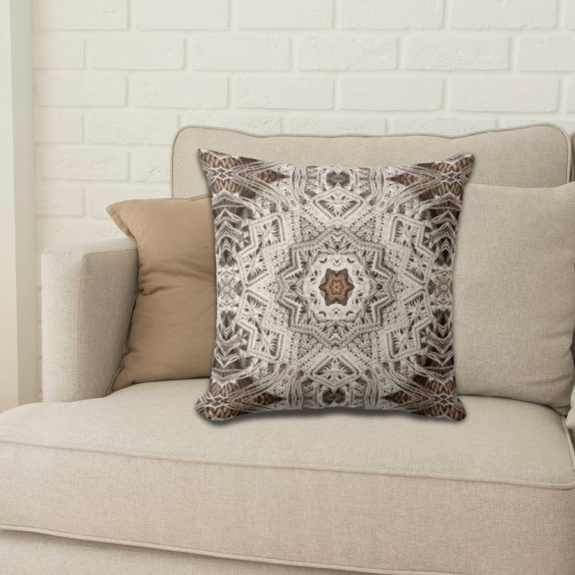 Coussin plage tropicale boho chic tribal macrame crochet (tropical beach boho chic tribal macrame crochet throw pillow)