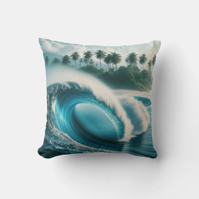 Coussin Plage tropicale Ocean Wave Crescendo Palm Trees (Recto)
