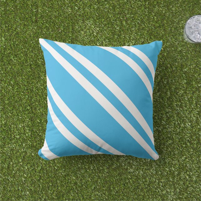 Coussin Plage Turquoise Bleu et Blancs (Herbe)