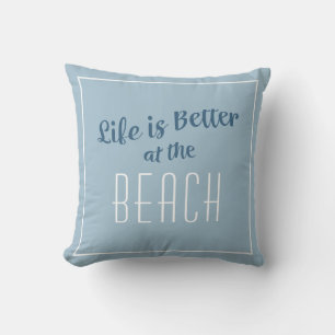 Coussin Plage Vie Mieux Cute Côté Nautique Bleu