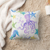 Coussin Plage violette Plage Côte Octopus Seahorse Starfis (Couverture)