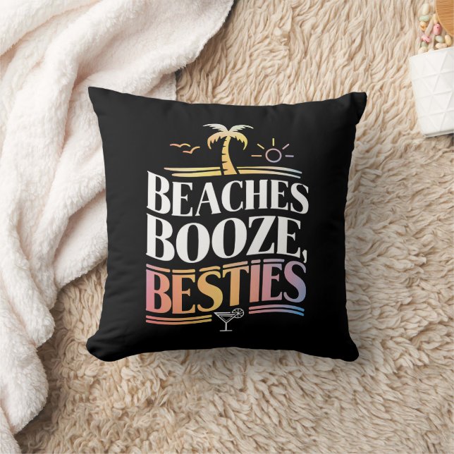 Coussin Plages Alcool & Meilleures Amies Arbre de Coco Été (Couverture)