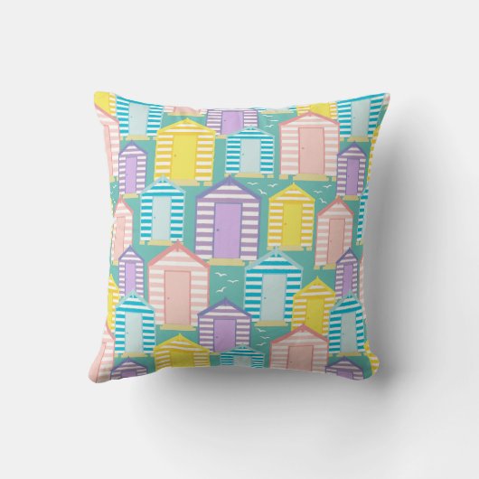 Coussin Plages et mouettes Motif en bleu Turquoise (Verso)