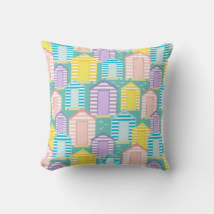 Coussin Plages et mouettes Motif en bleu Turquoise