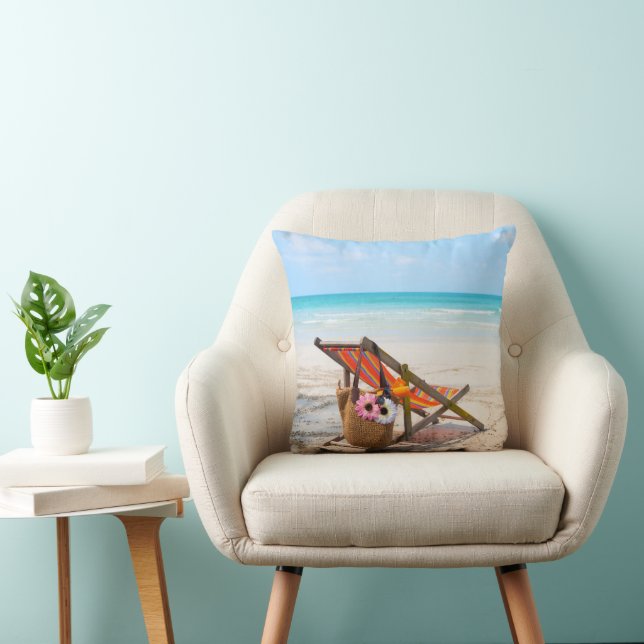Coussin Plages tropicales | Chaise de plage sur sable (Chaise)