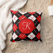 Coussin Plaid Argyre Rouge Noir et Blanc à monogramme  (Couverture)