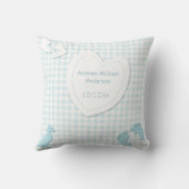 Coussin Plaid de bleu de faire-part de naissance de bébé (Verso)