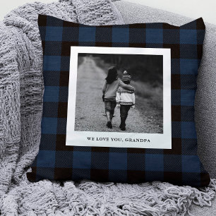 Coussin Plaid de Buffalo Photo de Grand-père