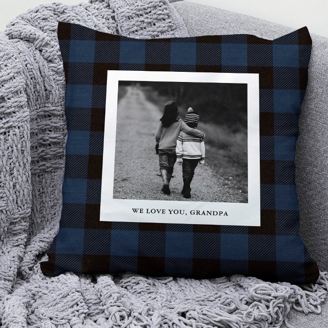Coussin Plaid de Buffalo | Photo de Grand-père (Créateur téléchargé)
