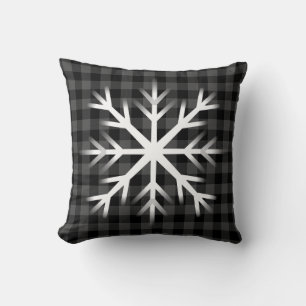 Coussin Plaid de buffle noir gris rustique -Flacon de neig