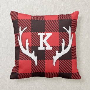Coussin Plaid de contrôle de Buffalo avec le monogramme