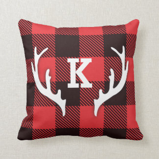 Coussin Plaid de contrôle de Buffalo avec le monogramme