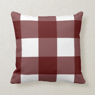Coussin Plaid de contrôle de Buffalo, Bourgogne